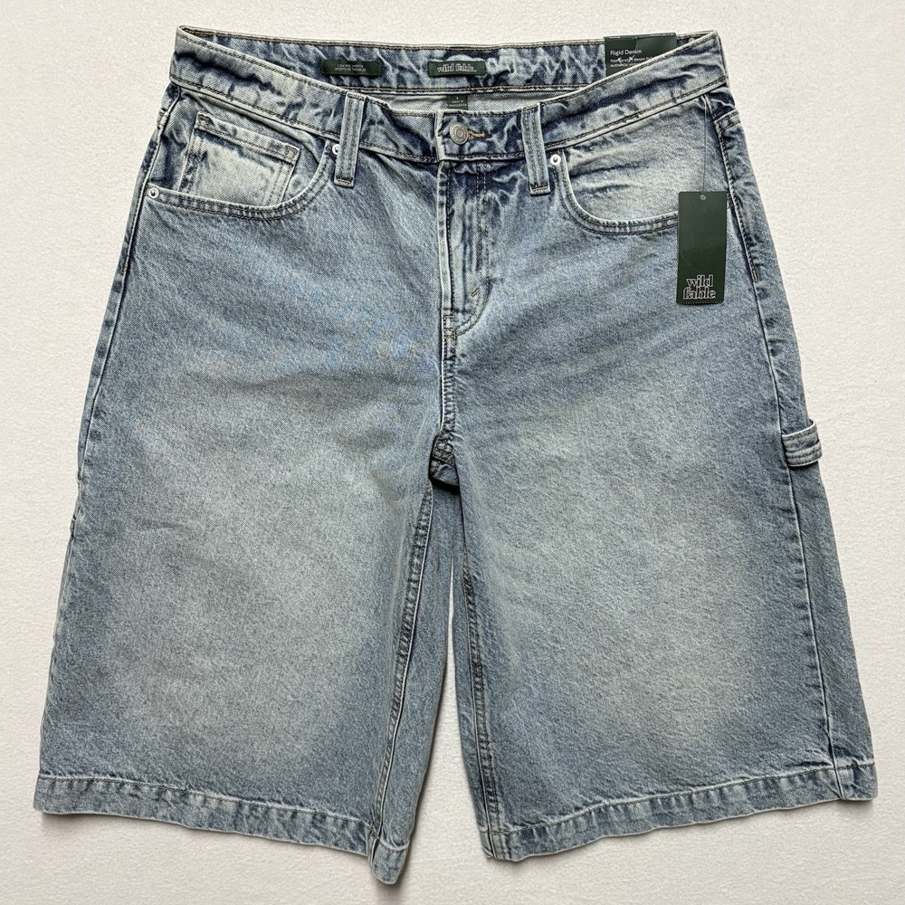 NWT Wild Fable Carpenter Shorts Jorts Skater Womens 6 Blue Rigid Denim Low Rise
